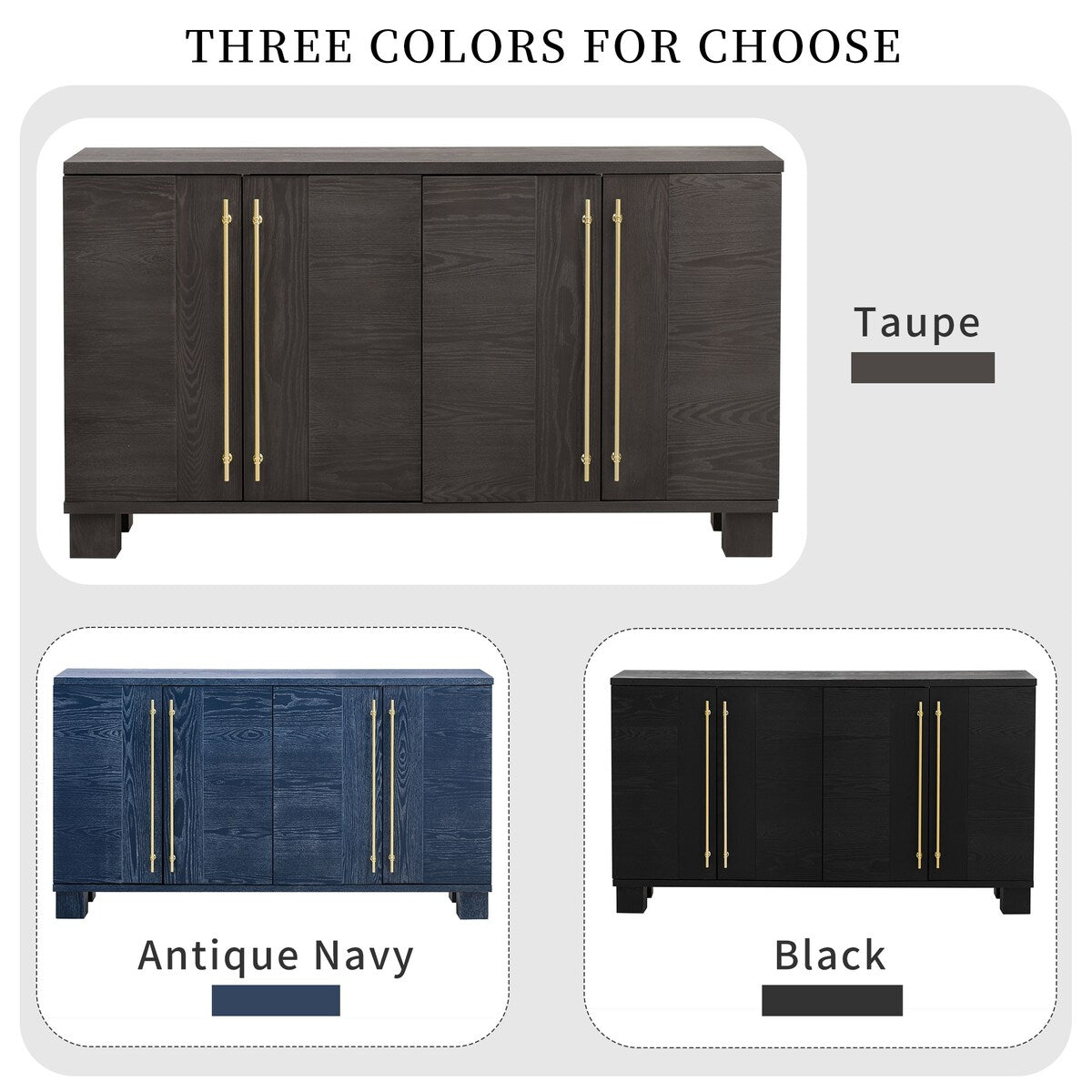 Wood Traditional Style Sideboard with Adjustable Shelves