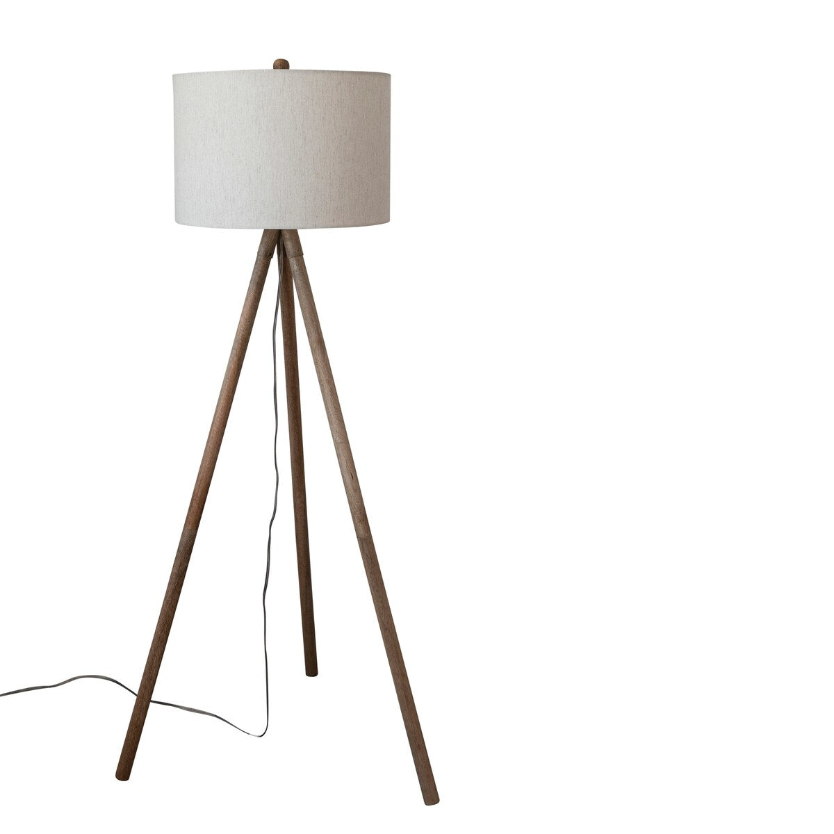 Wood Tripod Floor Lamp with Fabric Shade - Natural - 18.0"L x 18.0"W x 62.0"H