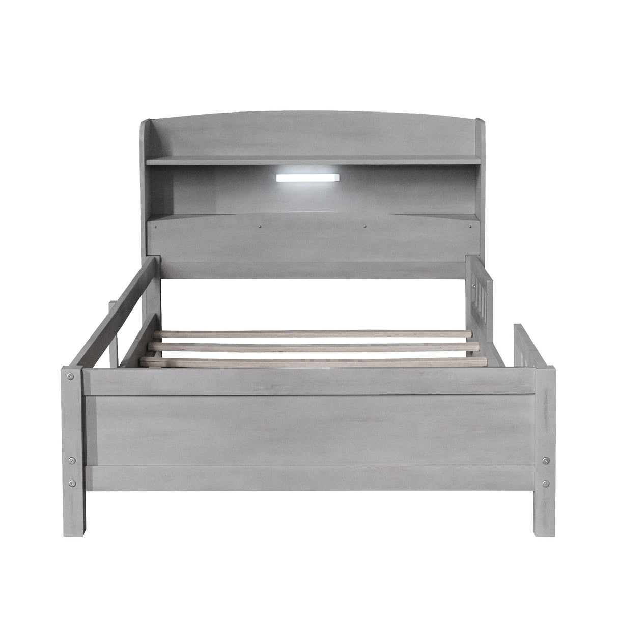 Wood Twin Size Platform Bed with Built-In LED Light