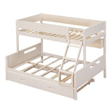 Wood Twin over Full Bunk Trundle Bed with Storage Shelves and Twin Size
