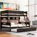 Wood Twin over Full Bunk Trundle Bed with Storage Shelves and Twin Size