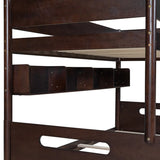 Wood Twin over Full Bunk Trundle Bed with Storage Shelves and Twin Size