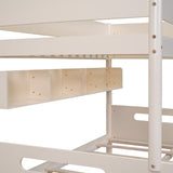 Wood Twin over Full Bunk Trundle Bed with Storage Shelves and Twin Size