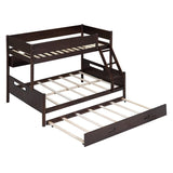 Wood Twin over Full Bunk Trundle Bed with Storage Shelves and Twin Size