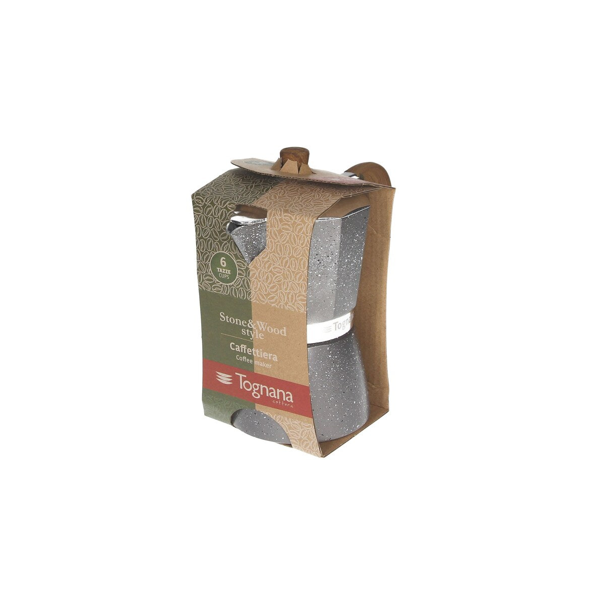 Wood & Stone Style Stovetop Coffee, 6-Cup Espresso Moka Pot
