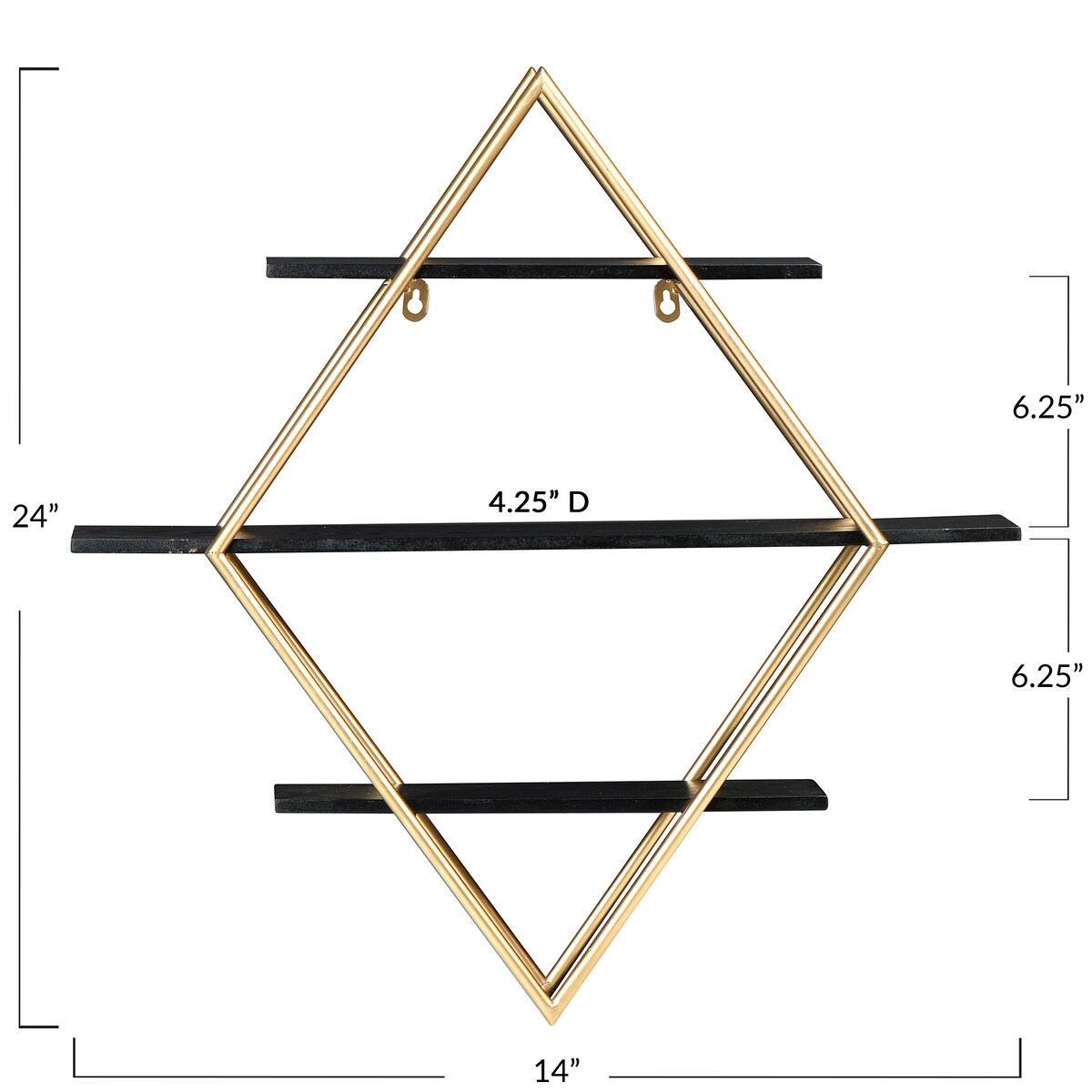 Wood and Iron Diamond Wall Shelf