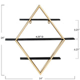 Wood and Iron Diamond Wall Shelf