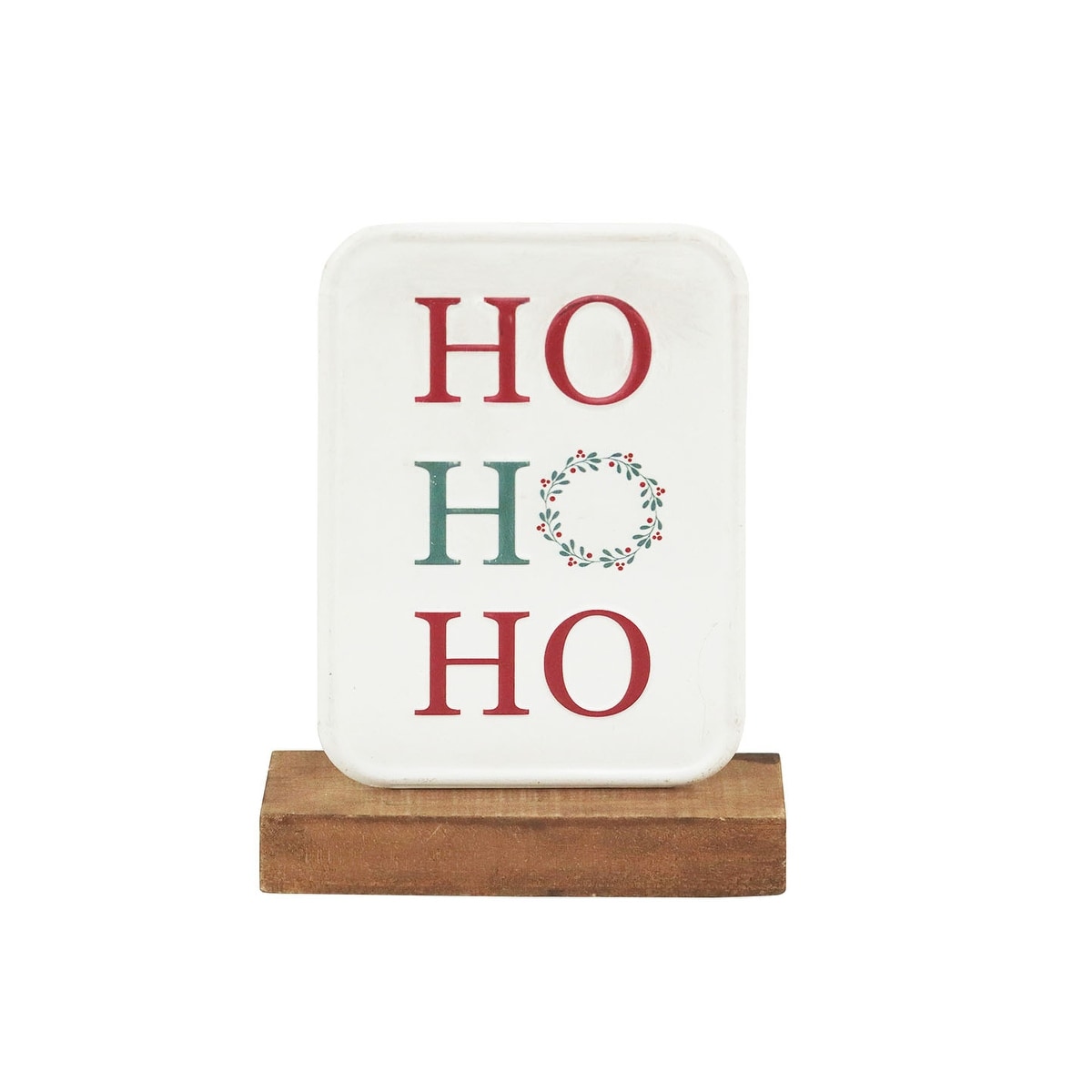 Wood and Metal Christmas Decor Tabletop Stands,Ho Ho Ho