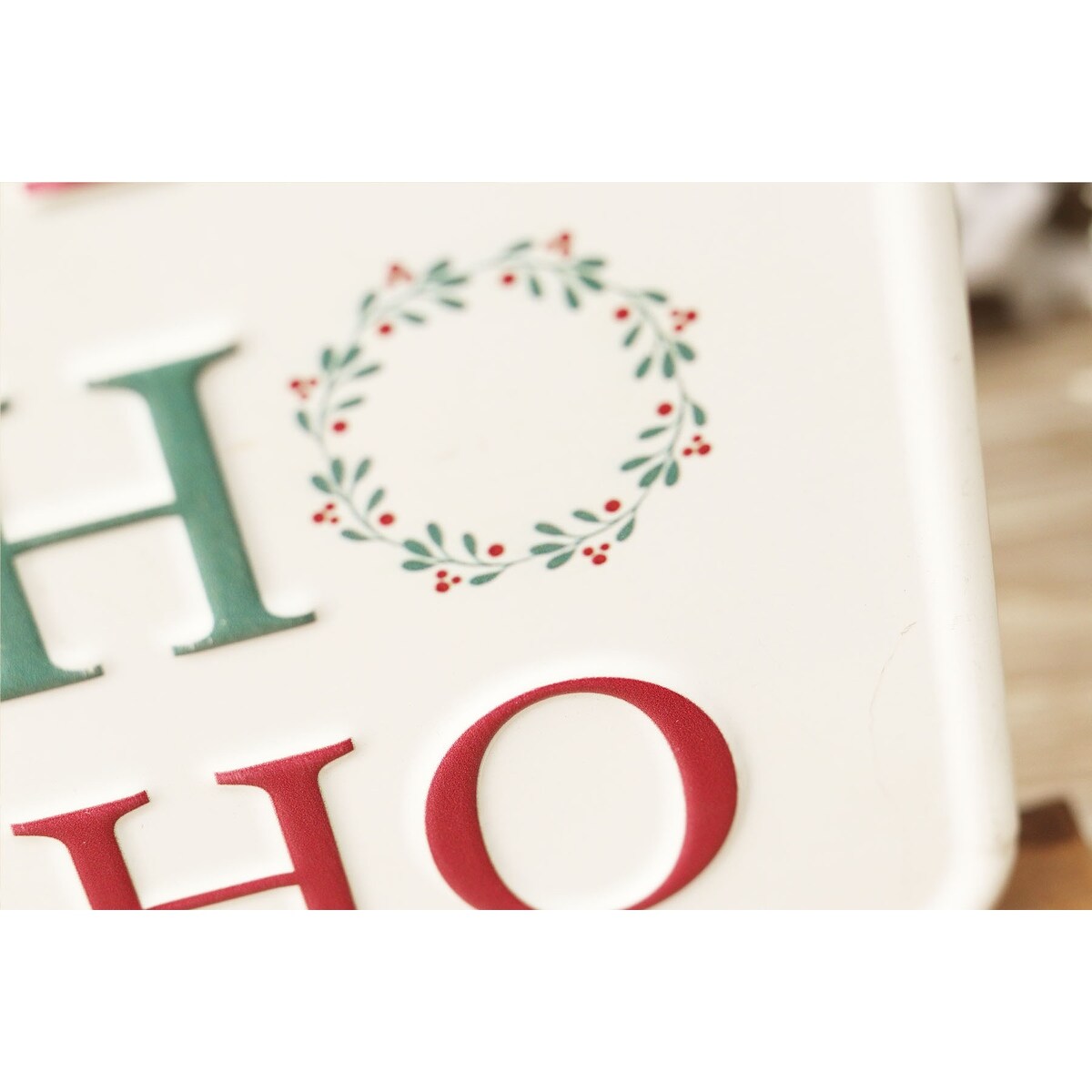 Wood and Metal Christmas Decor Tabletop Stands,Ho Ho Ho