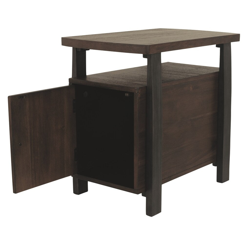 Wood and Metal End Table with Magazine Rack, Brown