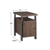 Wood and Metal End Table with Magazine Rack, Brown