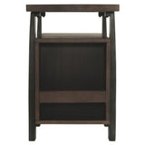 Wood and Metal End Table with Magazine Rack, Brown