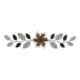 Wood and Metal Floral Three Pane Wall Décor - 10.24" H x 40.16" W x 1.38" D