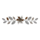 Wood and Metal Floral Three Pane Wall Décor - 10.24" H x 40.16" W x 1.38" D
