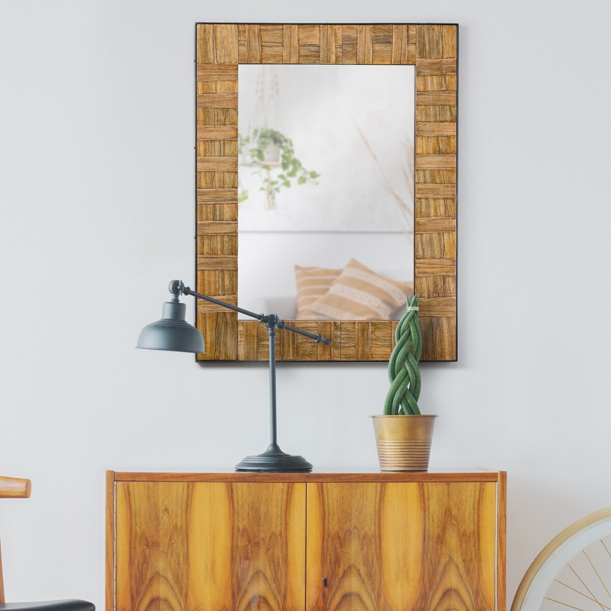 Wood and Metal Wall Mirror (35" x 26")