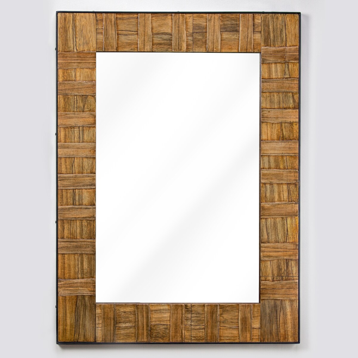 Wood and Metal Wall Mirror (35" x 26")