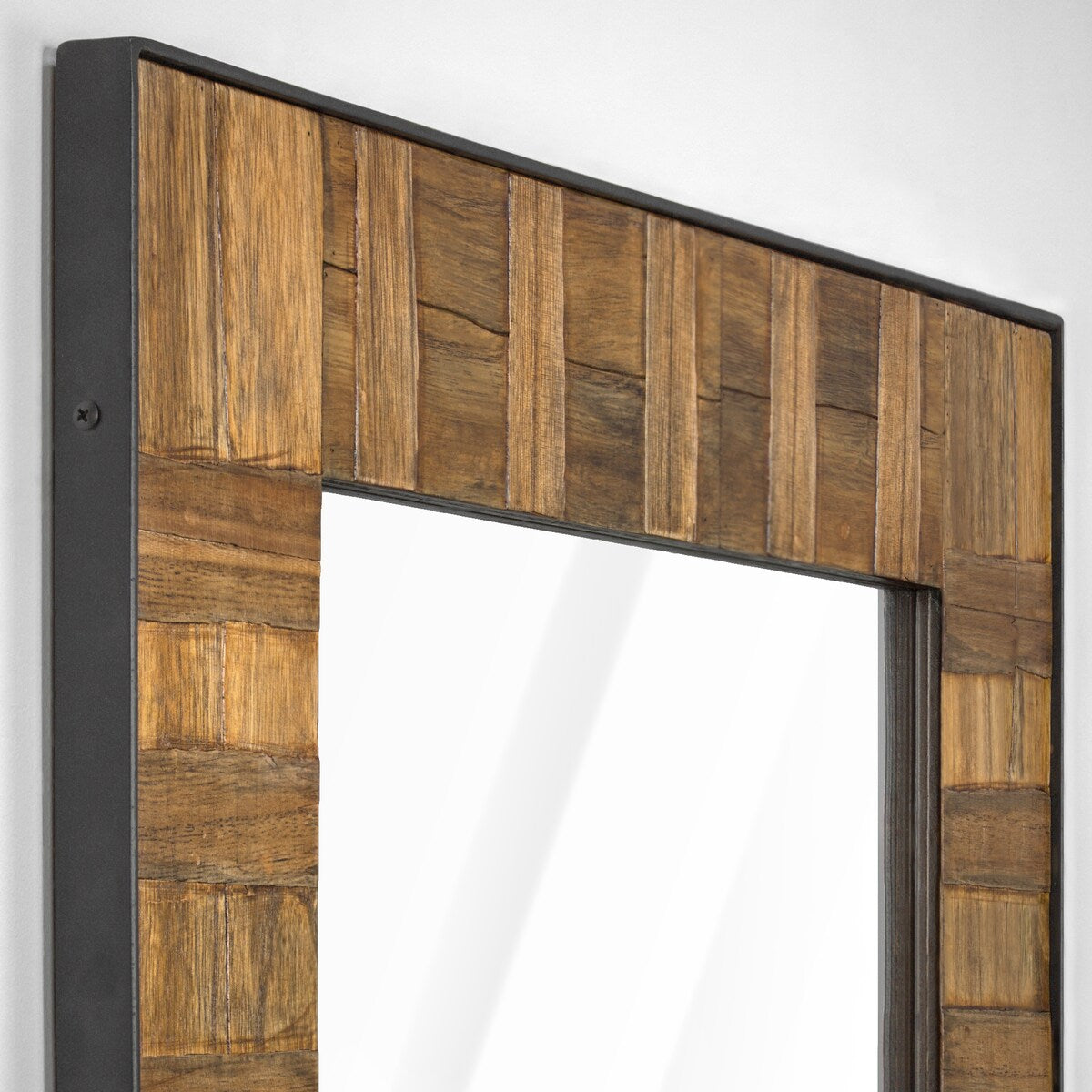 Wood and Metal Wall Mirror (35" x 26")