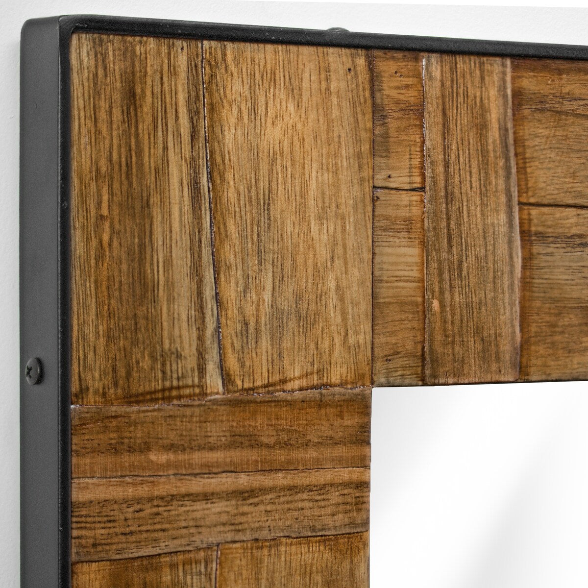 Wood and Metal Wall Mirror (35" x 26")