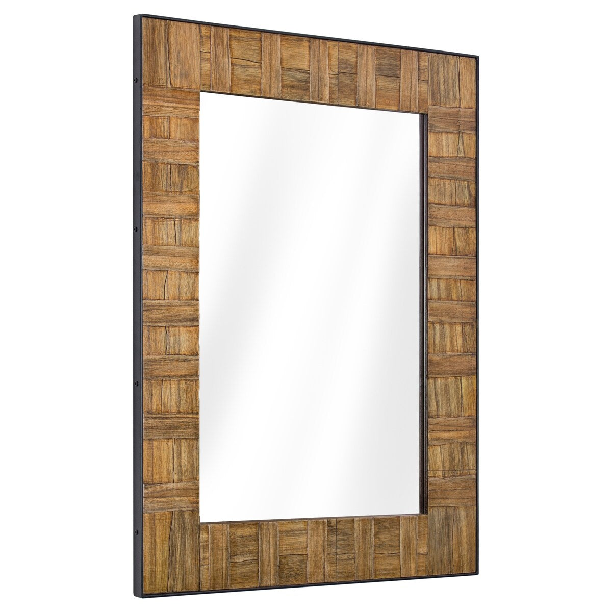 Wood and Metal Wall Mirror (35" x 26")