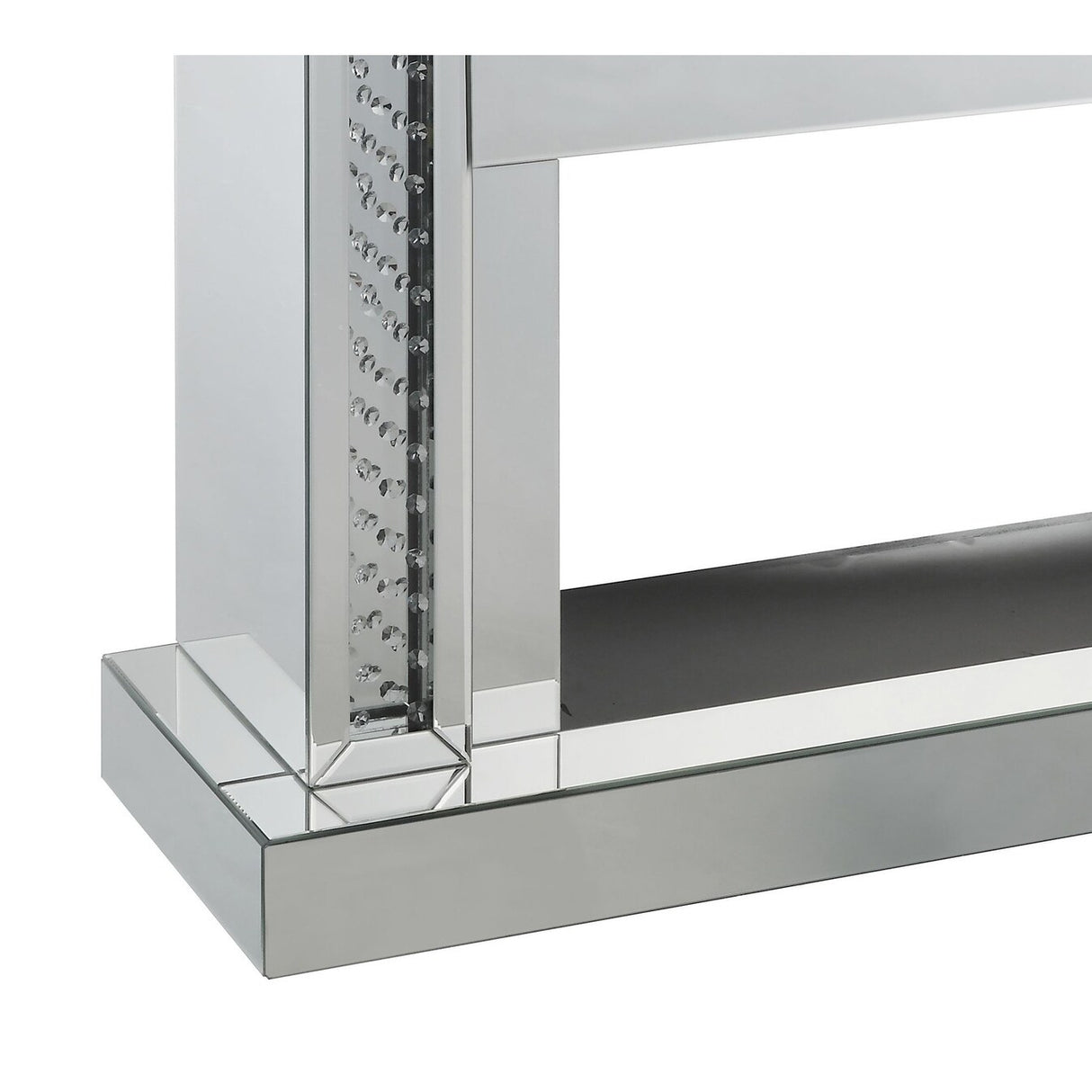 Wood and Mirror Electric Fireplace with Embedded Faux Crystals, Clear