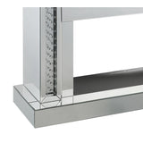 Wood and Mirror Electric Fireplace with Embedded Faux Crystals, Clear