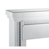 Wood and Mirror Electric Fireplace with Embedded Faux Crystals, Clear