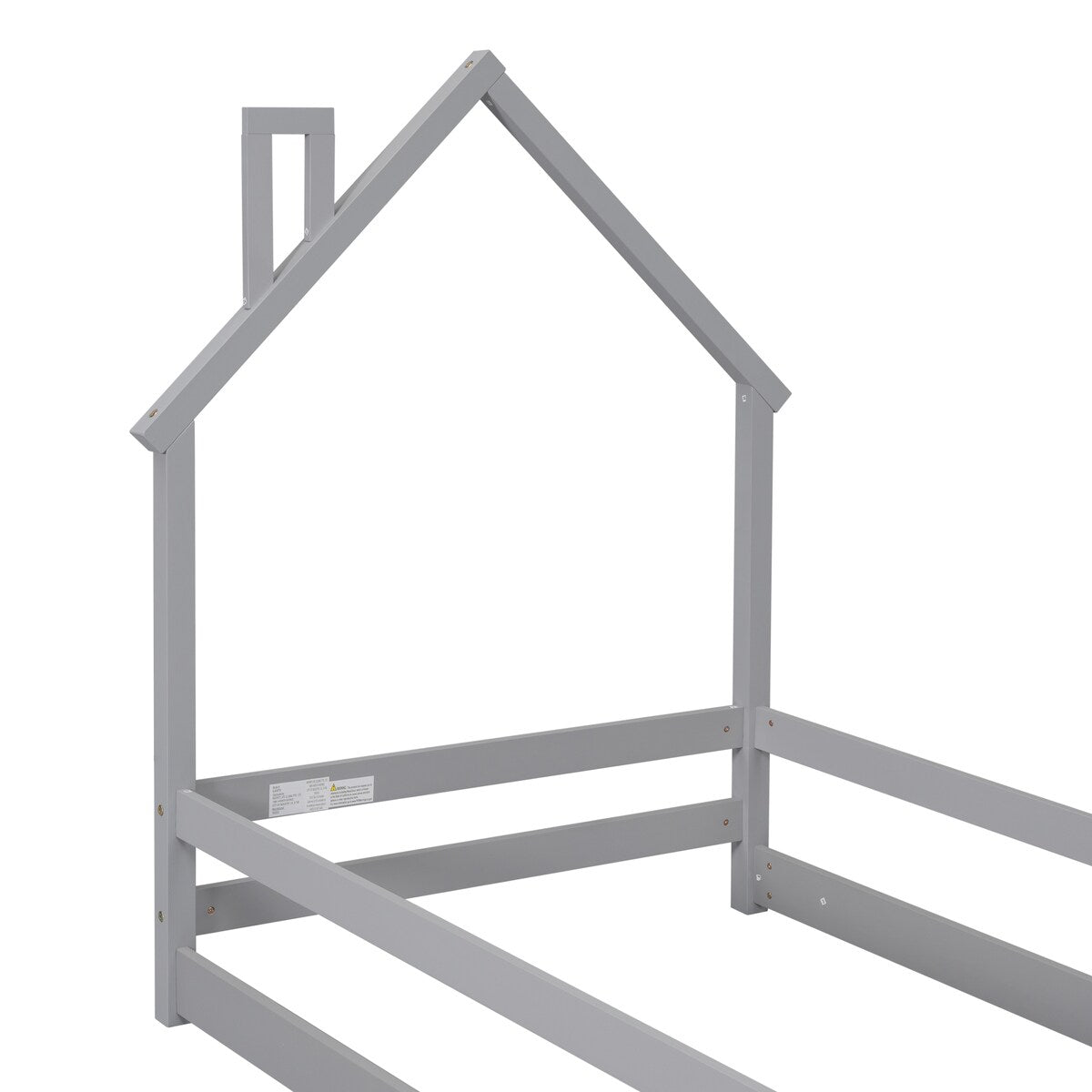 Wood bed with House-shaped Headboard Floor bed with Fences