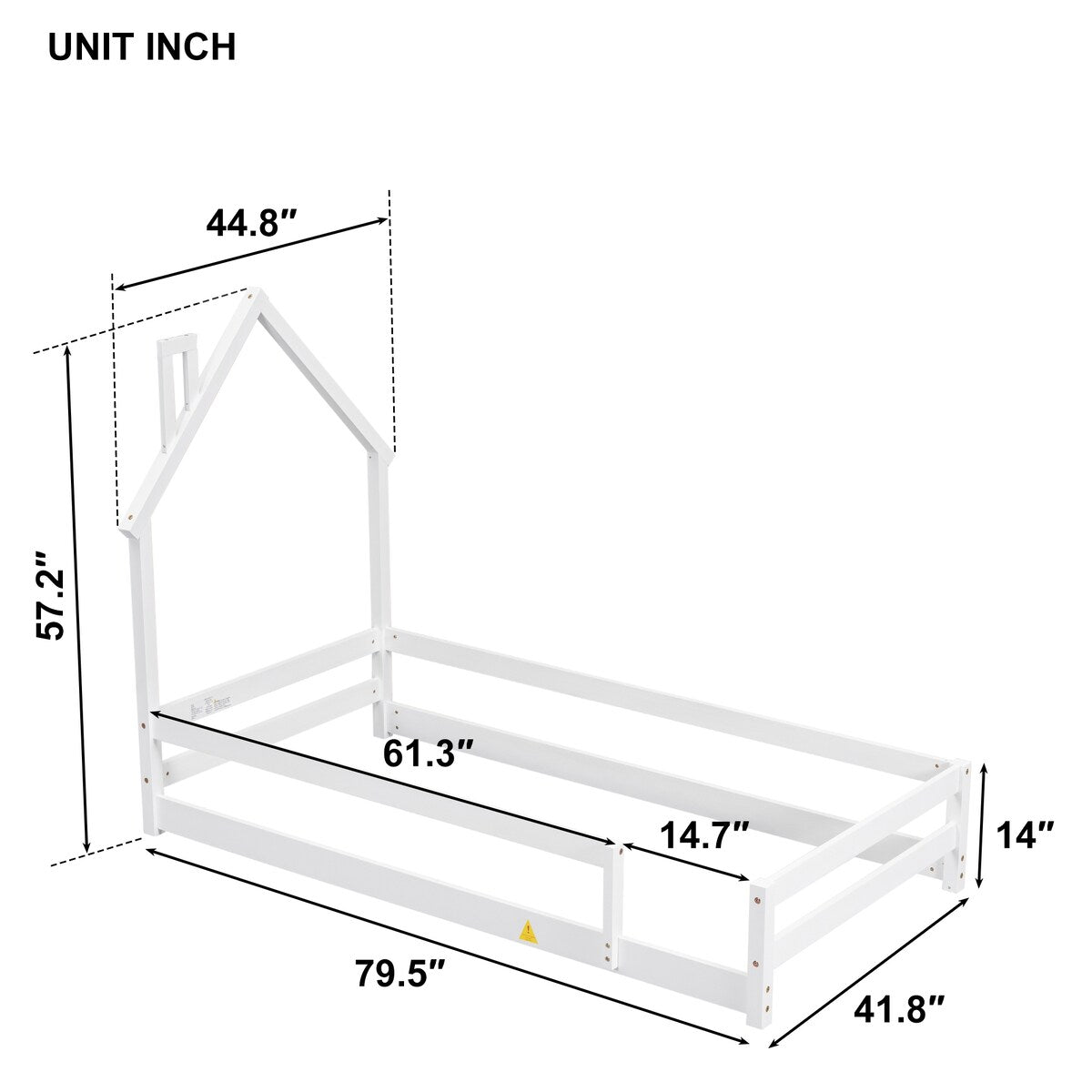 Wood bed with House-shaped Headboard Floor bed with Fences