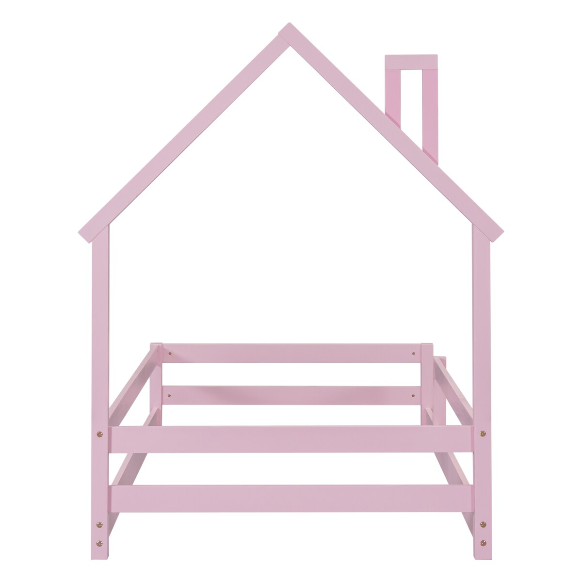 Wood bed with House-shaped Headboard Floor bed with Fences