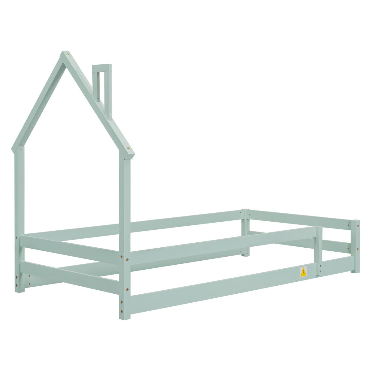 Wood bed with House-shaped Headboard Floor bed with Fences