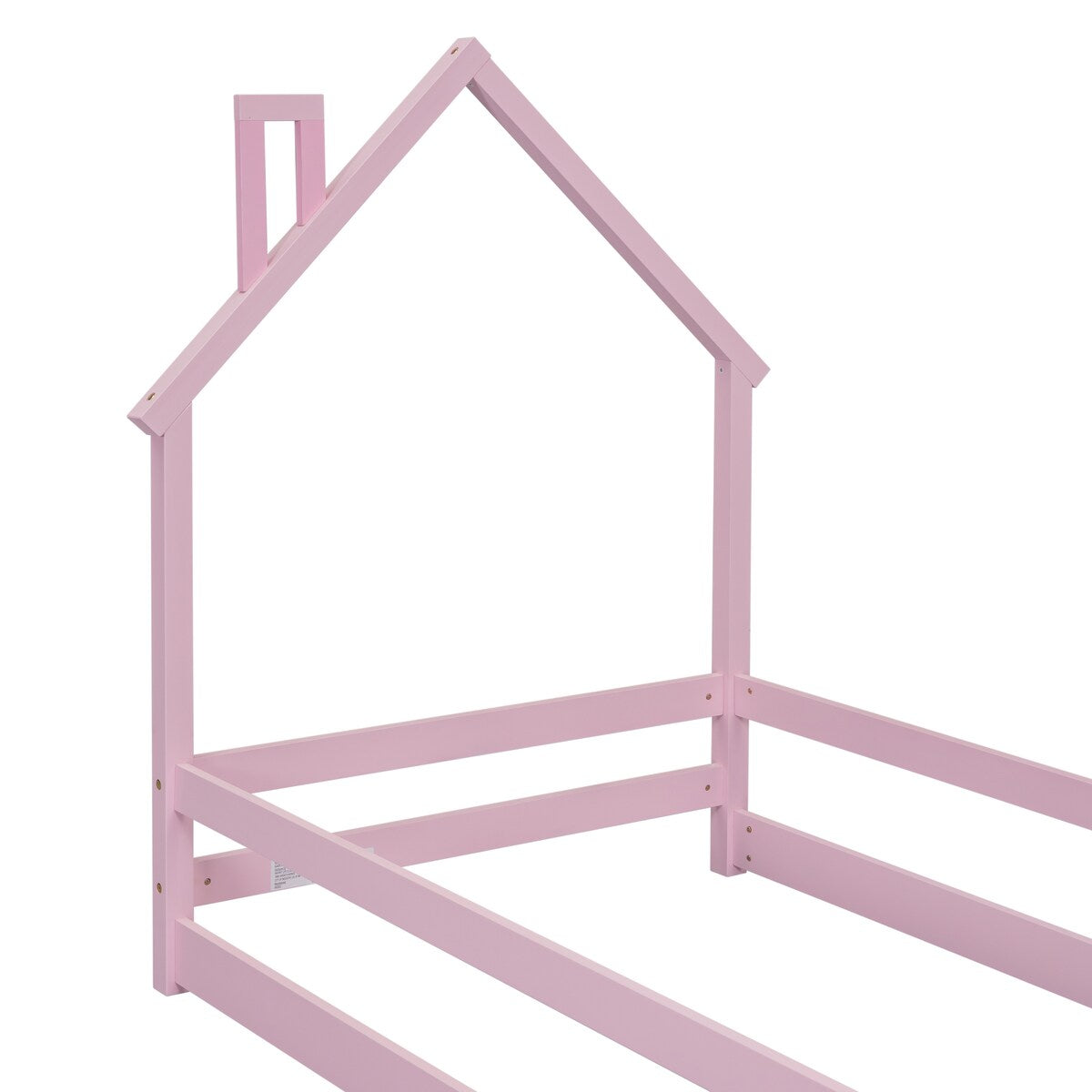 Wood bed with House-shaped Headboard Floor bed with Fences