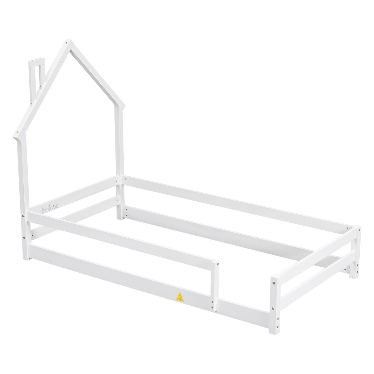 Wood bed with House-shaped Headboard Floor bed with Fences