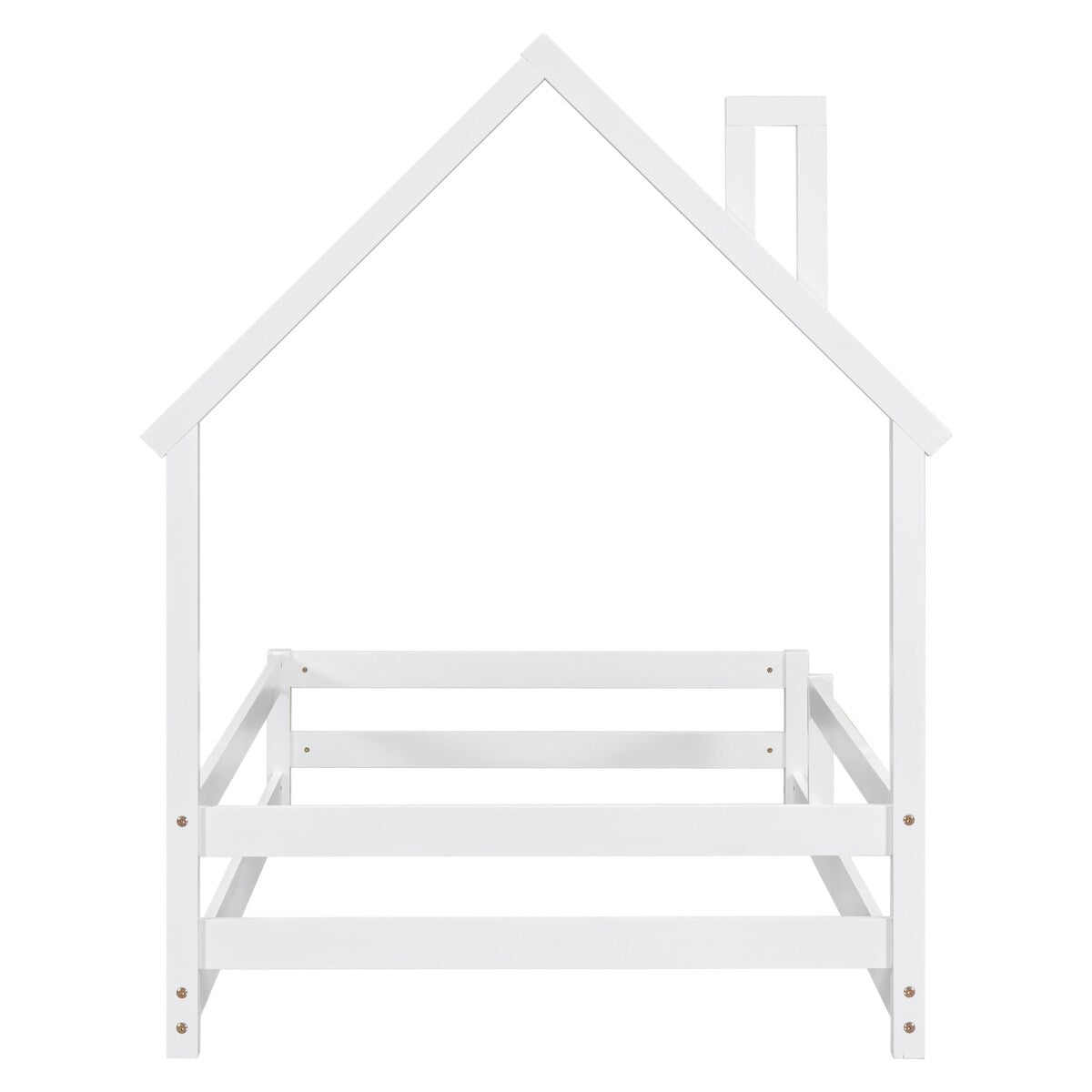 Wood bed with House-shaped Headboard Floor bed with Fences