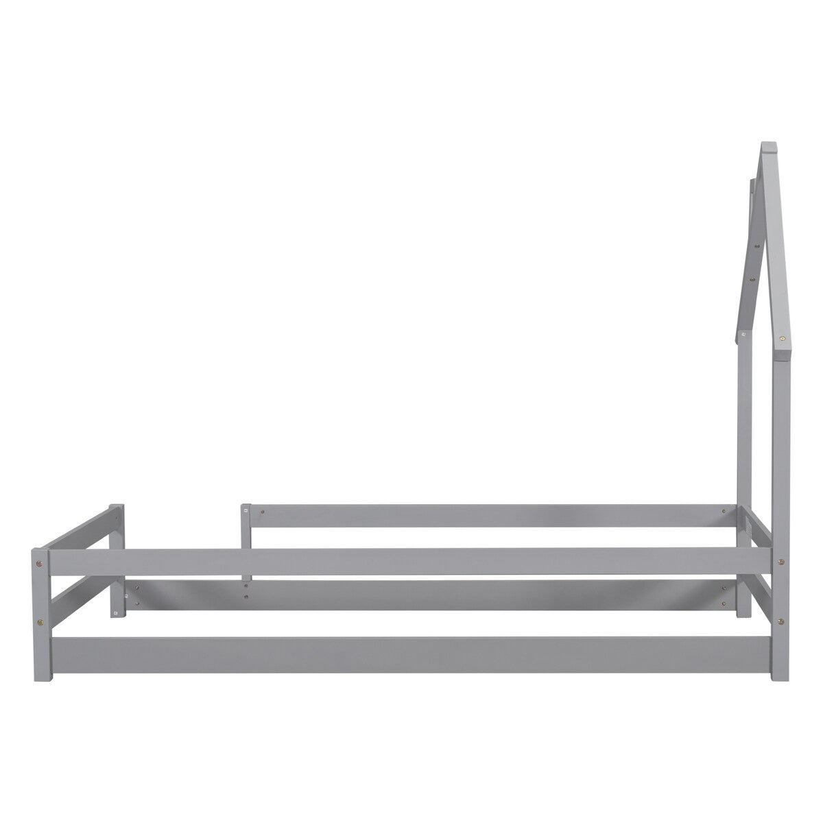 Wood bed with House-shaped Headboard Floor bed with Fences