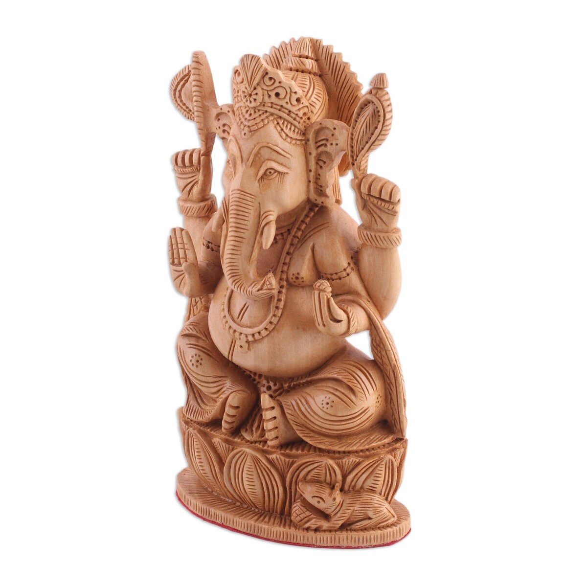 Wood sculpture, 'Divine Lord Ganesha'