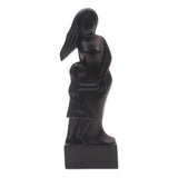 Wood sculpture, 'Mother and Daughter in Black' - 14.25" H x 4.7" W x 1.6" D