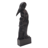 Wood sculpture, 'Mother and Daughter in Black' - 14.25" H x 4.7" W x 1.6" D