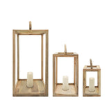 Wood, Set of 3 17, 23, 31"h Open Lanterns, Natural 29.0"H - 14.0" x 14.0" x 29.0"