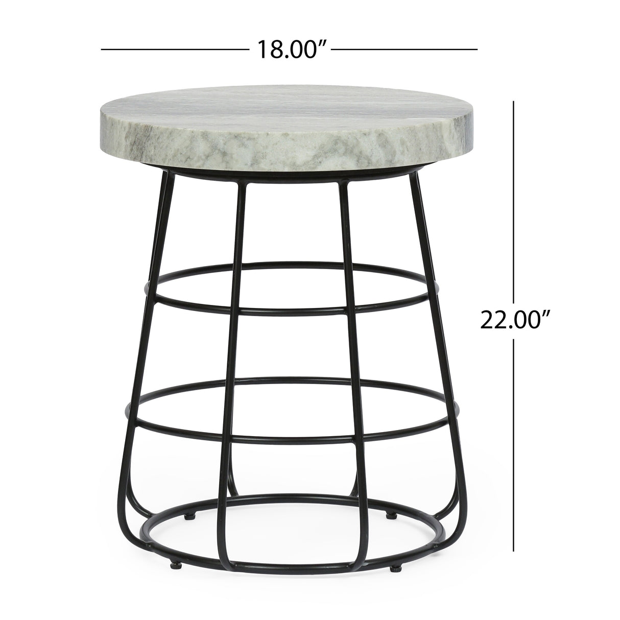 Woodbine Modern Handcrafted Marble Side Table by Christopher Knight Home - 18.00" L x 18.00" W x 22.00" H