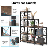 Ladder Corner Bookcase, 12 Shelves Display Shelf, Wooden 5-Tier Bookshelf