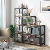 Ladder Corner Bookcase, 12 Shelves Display Shelf, Wooden 5-Tier Bookshelf