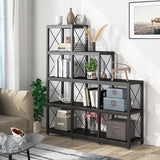 Ladder Corner Bookcase, 12 Shelves Display Shelf, Wooden 5-Tier Bookshelf