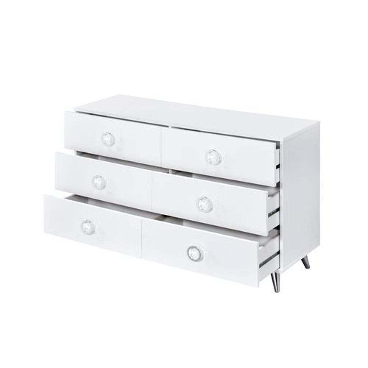 Wooden 6 Drawers Dresser in White Finish