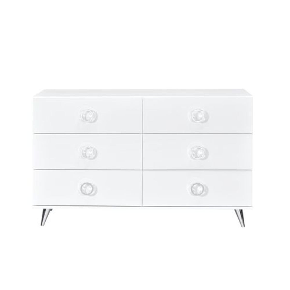 Wooden 6 Drawers Dresser in White Finish