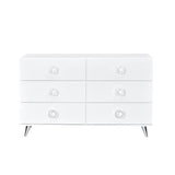 Wooden 6 Drawers Dresser in White Finish