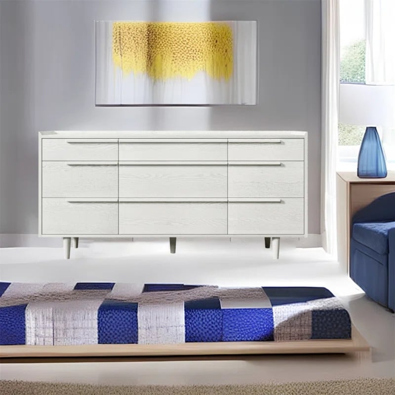 Wooden 9-Drawer Dresser with Solid Wood Legs For Bedroom