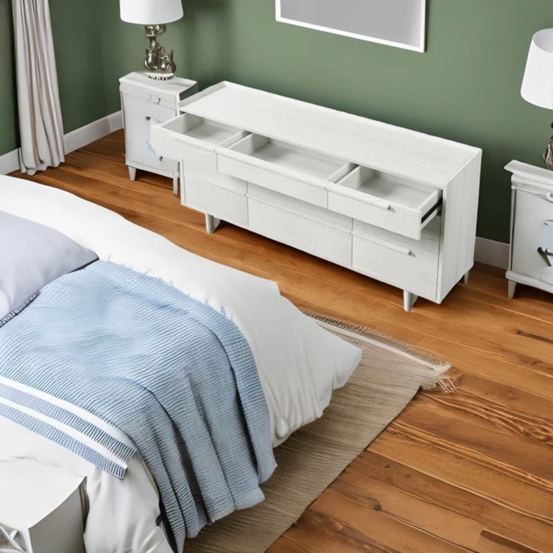 Wooden 9-Drawer Dresser with Solid Wood Legs For Bedroom