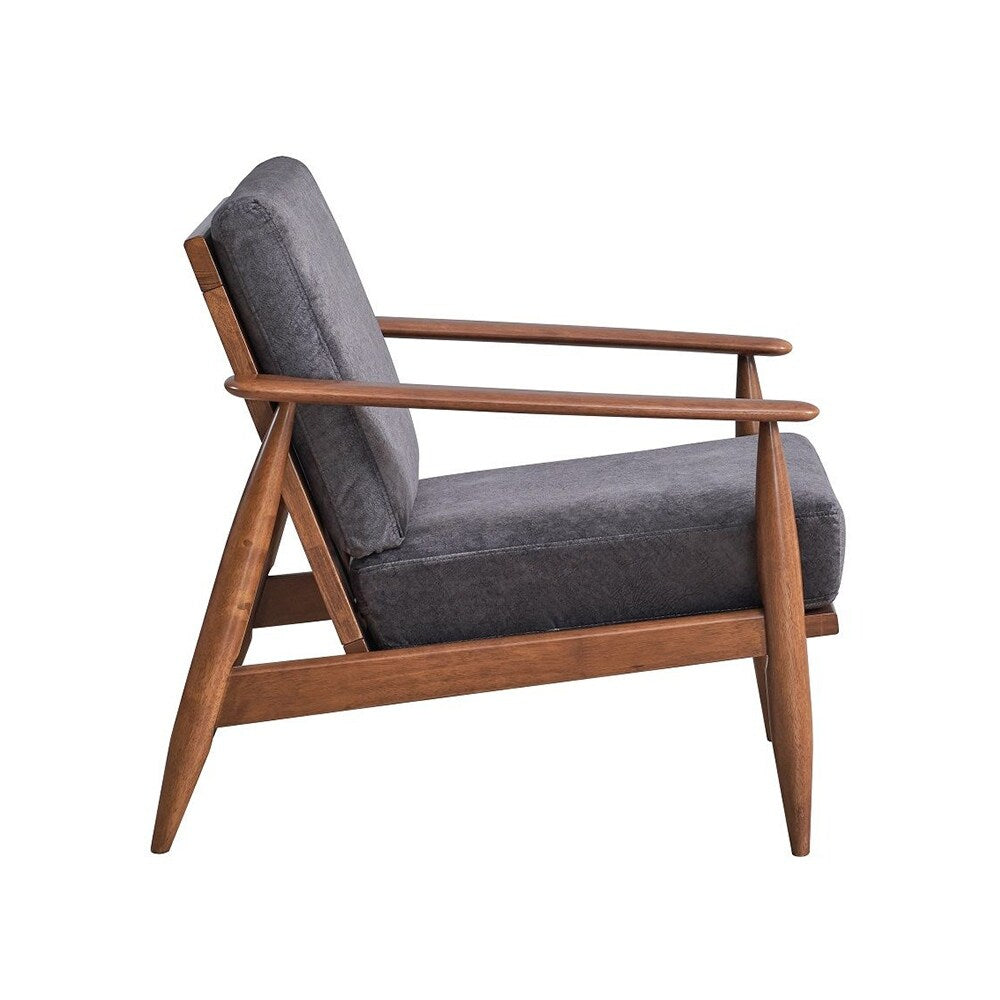 Wooden Accent Chair with Removable Cushion in Charcoal and Brown
