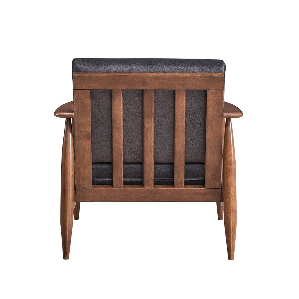 Wooden Accent Chair with Removable Cushion in Charcoal and Brown