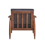 Wooden Accent Chair with Removable Cushion in Charcoal and Brown